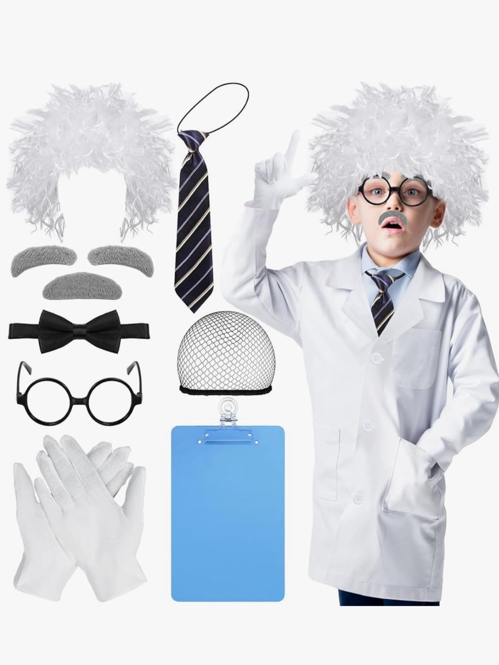 NWOT Mad Scientist Einstein Halloween Costume and Accessories